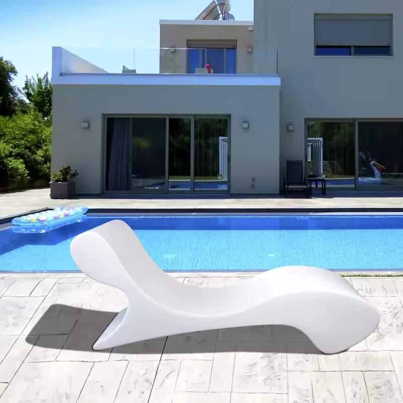 Pool Sun Lounger PE Outdoor Lounge Chair Swimming Pool Beach Ledge Chaise Lounger