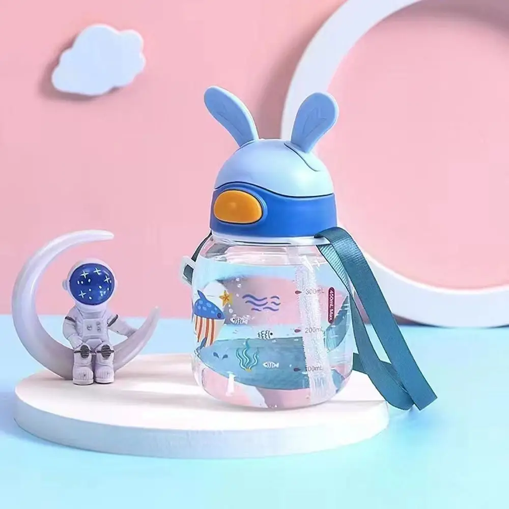 

Shark Crocodile Rabbit Ear With Straw With Shoulder Strap Water Cup Drinking Pipette Bottle Children Water Bottle Kids Cup