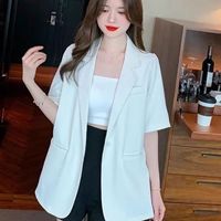 Blazer Mujer Women'S Coat Hotsweet Outings Waffle Unbuttoned Embroideren Blocked Suitable Midlife Hit Joint Graceful Temper