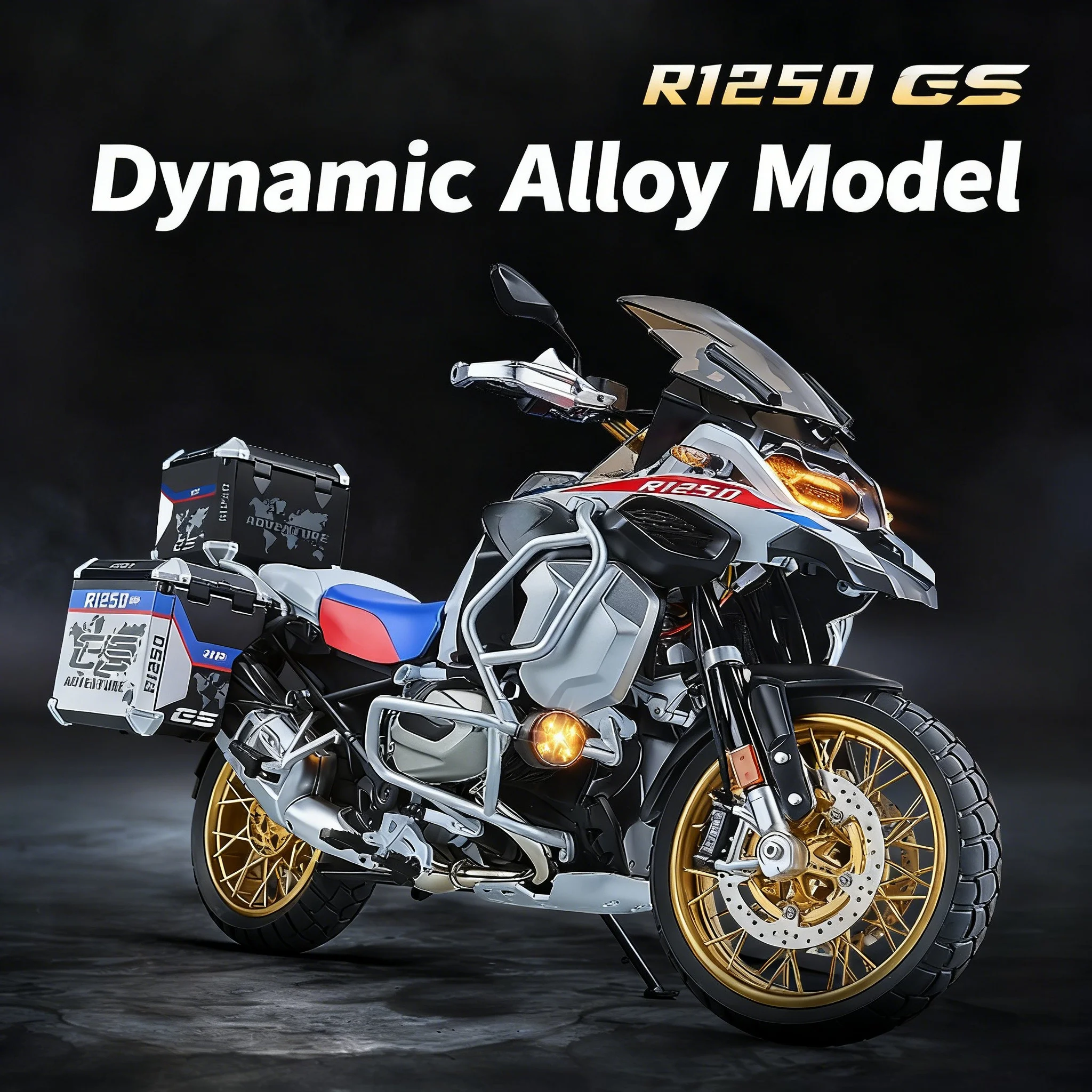1:7 BMW GS R1250 ADV Alloy Motorcycle Model with Spray Function Boyfriend Gift Home Decoration Collection Toy Car Christmas Gift