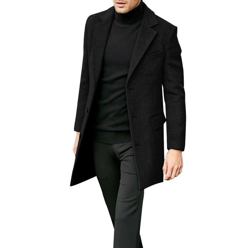 British-Style Business Men's Clothing Nordic-Style Men's Long-Sleeved Woolen Coat Autumn and Winter Woolen Coat Trendy Men's For