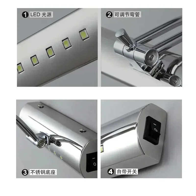 Mirror LED Front Light 7W 5W SMD 5050 3014 bathroom modern pouplar Bath Wall Lamp Stainless Steel White/warm white
