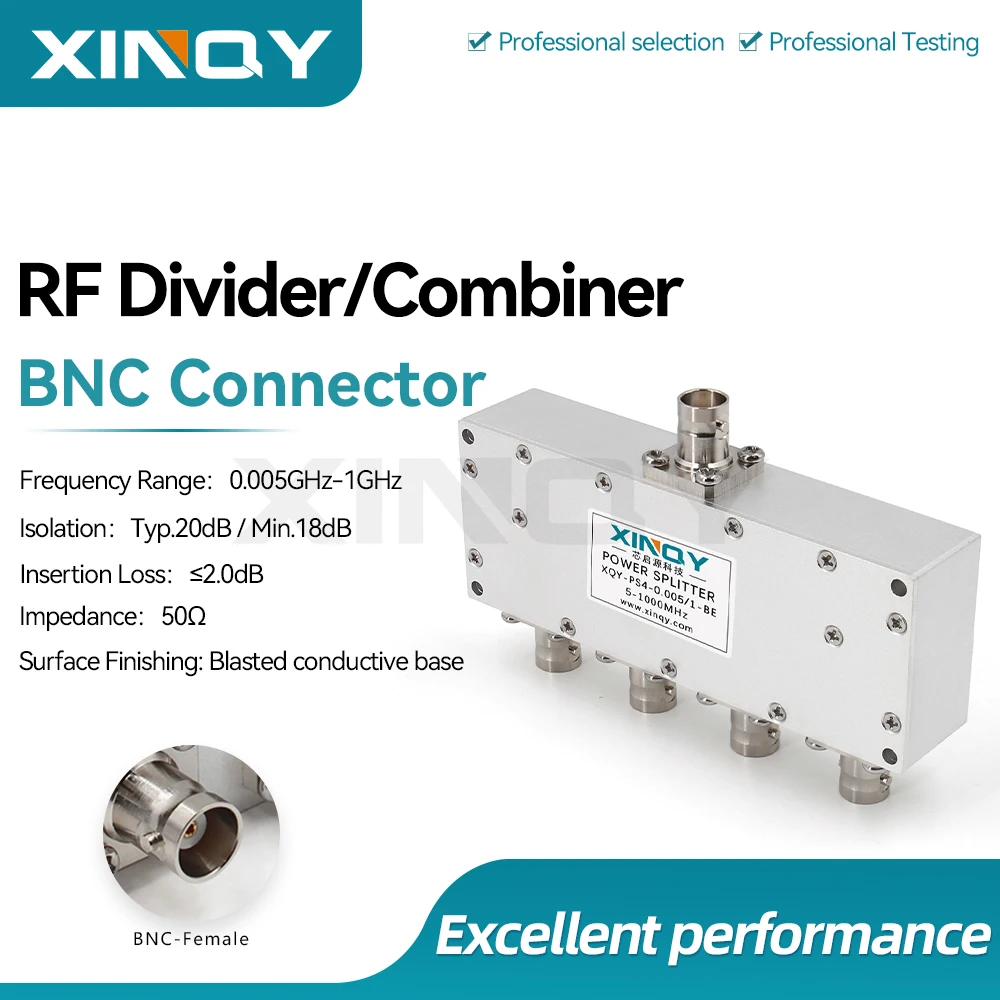 XINQY BNC Resistive Power Divider, DC-3GHz (0-3000MHz), Low-Frequency RF Power Splitter/Combiner