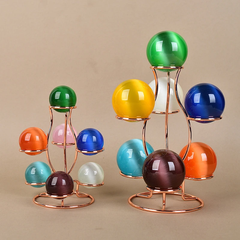 

Crystal Ball Crystal Eggs Quartz Stand Metal Sphere Holder Multi-colors Crystal Ball Display Base Can Be Placed Seven Balls