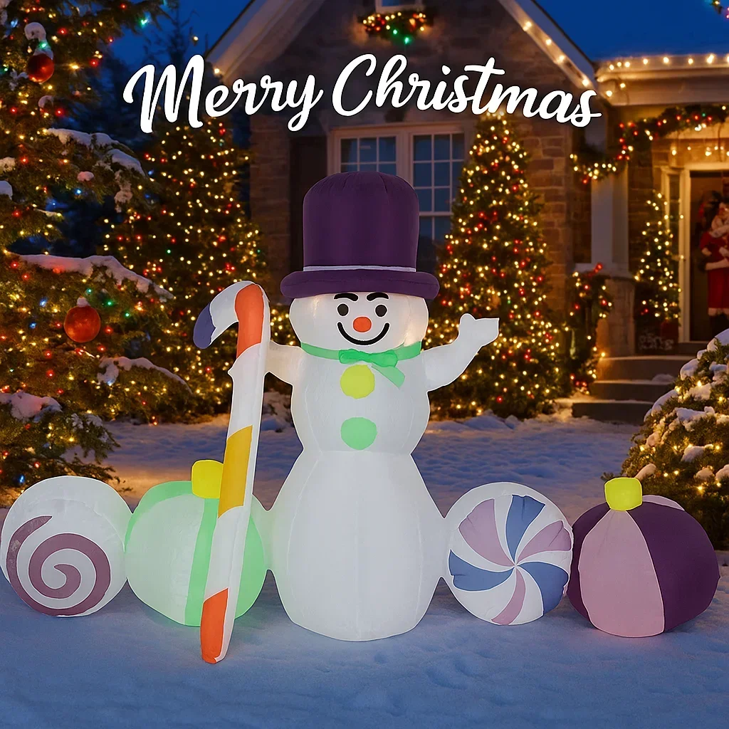 5.91FT ألعاب قابلة للنفخ ثلج الحلوى الديكور ساحة عيد الميلاد مع LED مضاءة الحديقة المنزل حفلة في الهواء الطلق عطلة عيد الميلاد ديكور للعائلة