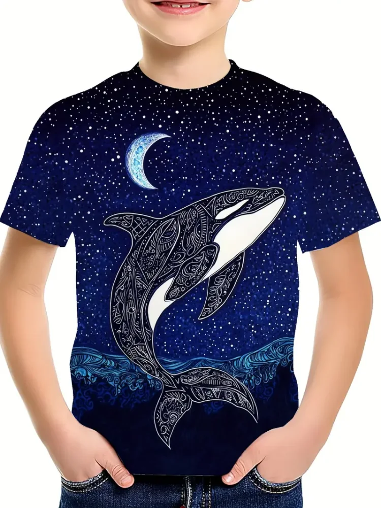 Boys' T-Shirt Fashion Dinosaur 2025 Kids Clothes Animal 3D Printed Tops Short Sleeve Boys Clothing Comfortable Children T-Shirt