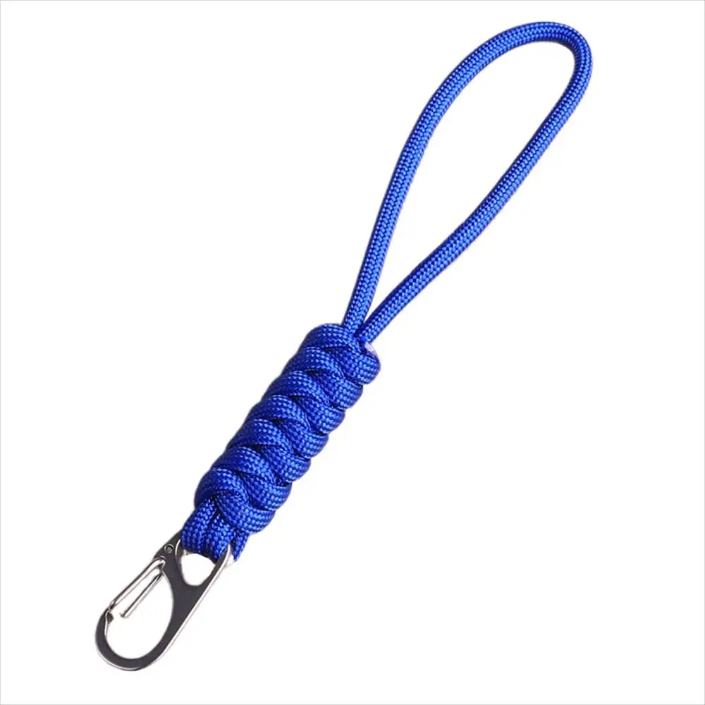 Handmade Anti-lost trançado tecido Keychain, Snake Knot Paracord Keychain, corda de guarda-chuva, Buckle Keyring, mochila ao ar livre