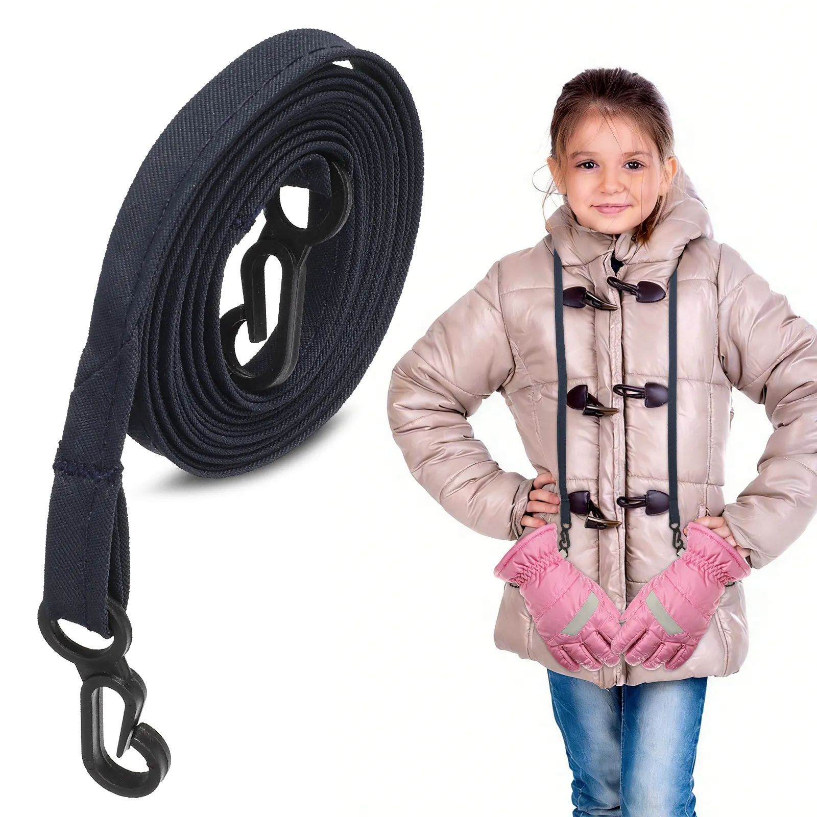

Mitten Rope Ski Glove Leash 47 Inch Nylon Clip Ends Anti Lost Neck Strap Winter Gloves Holder Glove Holder Clip