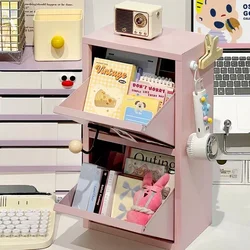 Desktop Flip-Top Storage Cabinet, Office Under-Desk Organizer, Iron Art Design, Perfect for Storage and Sorting