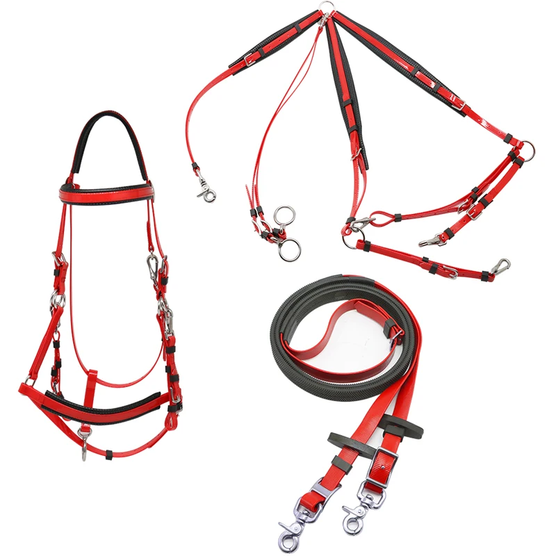 

Horse equipment Adjustable waterproof PVC endurance set custom soft durable horse bridle with rein