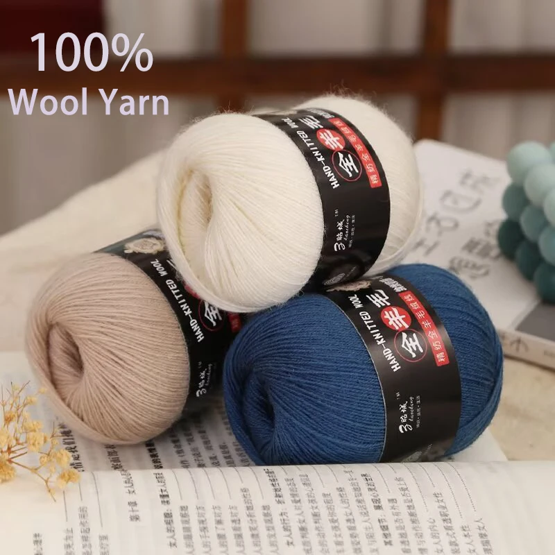

50g/roll 100% Wool Yarn Pure Merino Thread For Hand Knitting Soft Scarf Sweater DIY Doll Woven Material