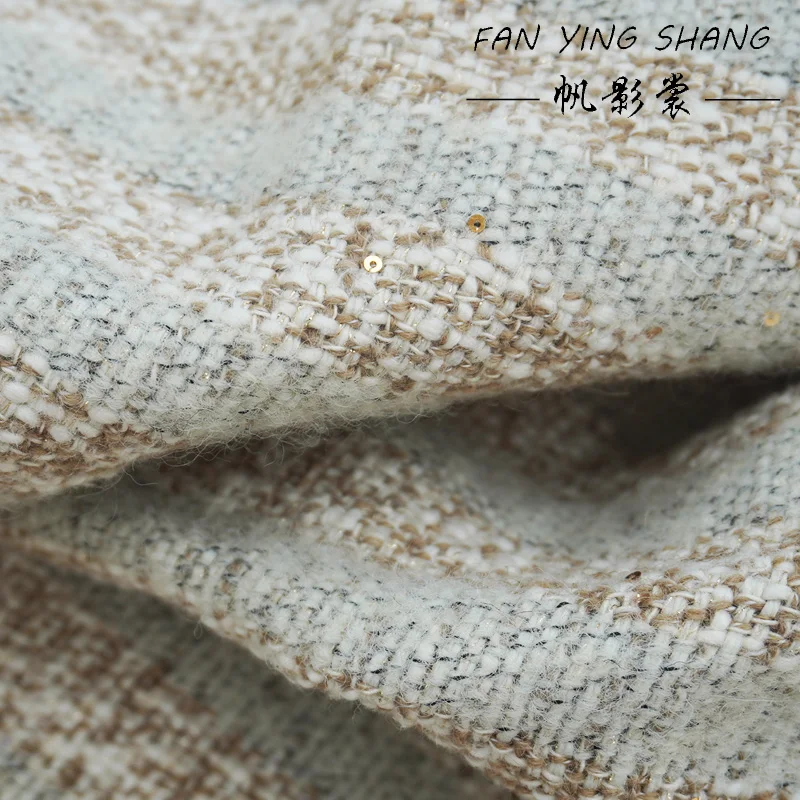 

Classic Stripe Color Glitter High Wool Tweed Fabric For Coat Diy