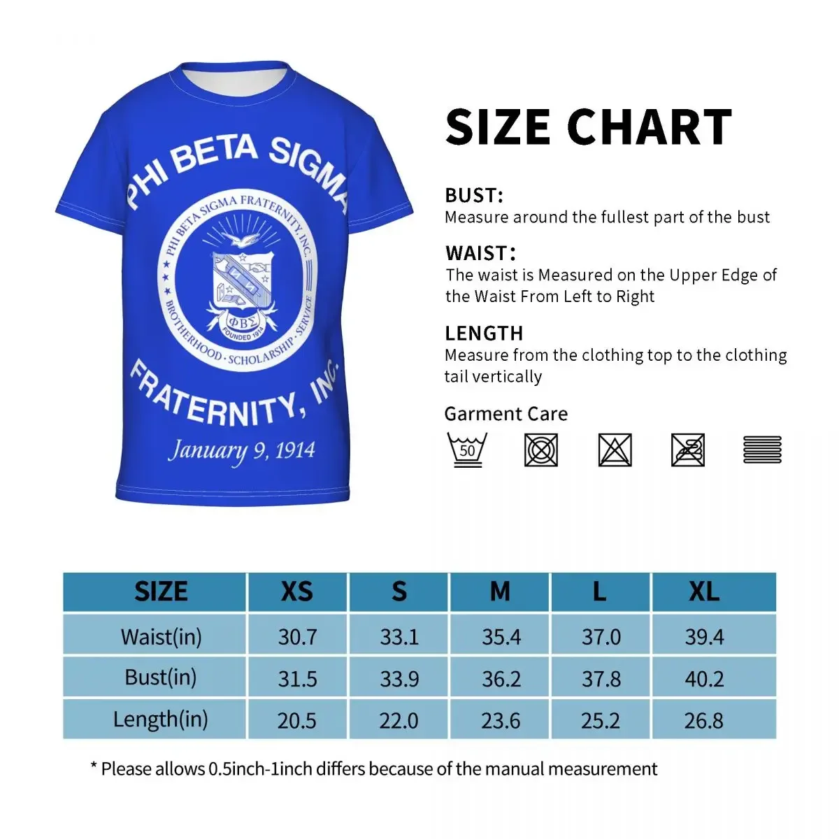 Phi Beta Sigma PBS Fraternity T Shirt - Short Sleeve Crew Neck Soft Fitted Tee Shirts for Teen Girl & Boy