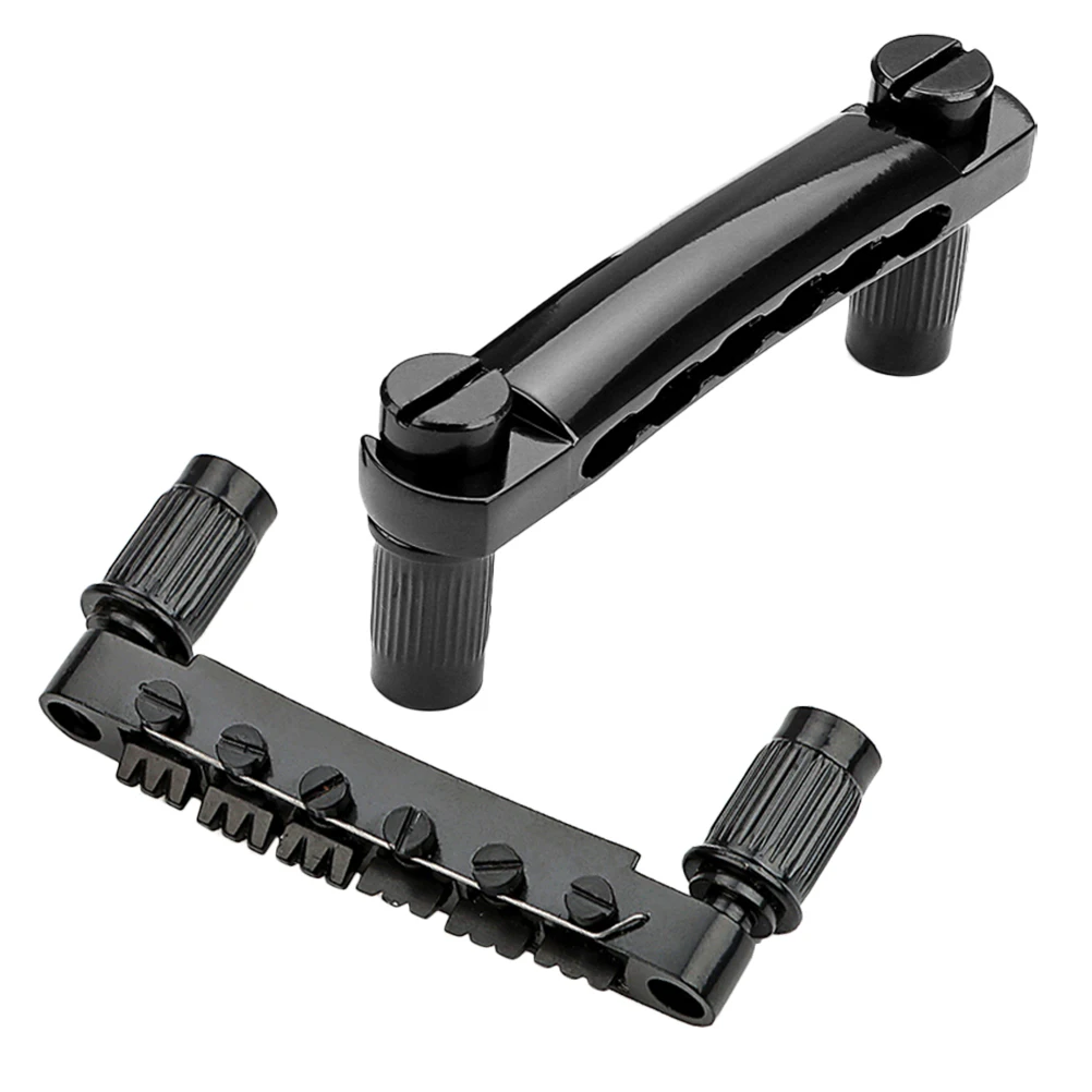 

12 String Black Metal Electric Guitar Bridge GA124A Durable Saddle Tailpiece Parts Narrow Wire Suitable Practical