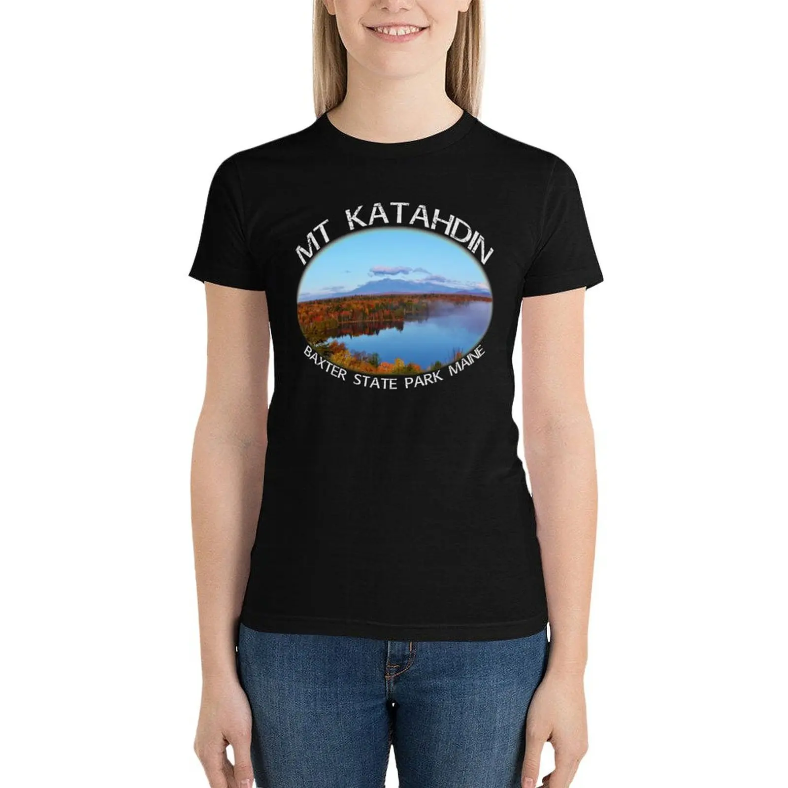 Mt Katahdin Baxter State Park Maine Autumn T-Shirt korean fashion hippie clothes graphic t-shirts for Women