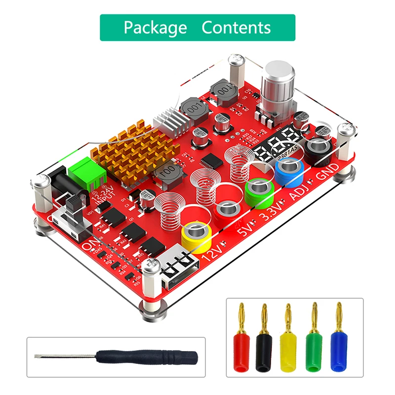 Placa de ruptura de voltaje con interruptor de Sensor táctil, perilla de voltaje ajustable ADJ de 1,8 V-10,8 V, entrada de CC de 13-24V a 3,3 V, 5V, 12V, USB 2,0