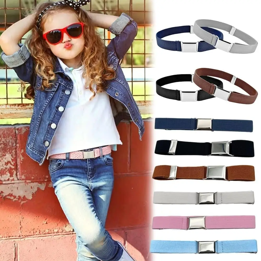 1pcs Kids Elastic Belt for Boy Girl Children Adjustable Stretch Waistband Canvas Belt with Buckle Clothing Accessories