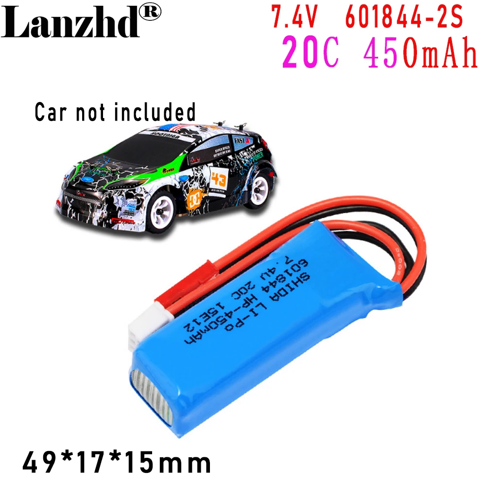 7.4V 20C 601844 Lipo Battery for WLtoys Remote Control Car K969 K979 K989 K999 P929 P939 RC Car Spare Parts 450mAh