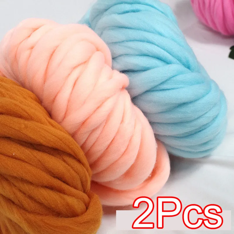 2Pcs 250g Super Chunky Yarn hand knitting Bulky Arm Knitting line Roving Knitted Blanket threads Super Thick Yarn Carpet Hats