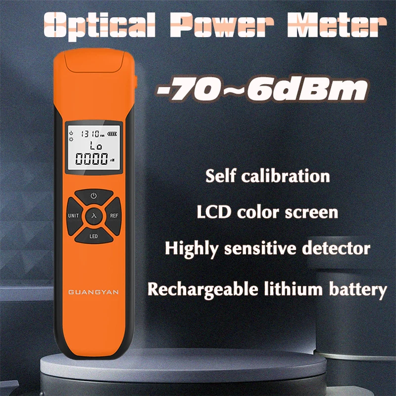 Portable Lightweight Optical Power Meter -70+6 High Accurancy Rechargeable Battery Mini Fiber Optic Power Meter 7 Wavelengthes