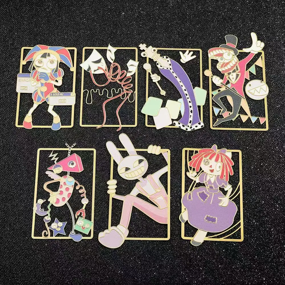 Erstaunliche Zirkus-Anime-Accessoires Metall-Lesezeichen Pomni-Figur Sammlerstück Jax Gold-Lesezeichen Einseitig Bedruckt Spielzeug Geschenke