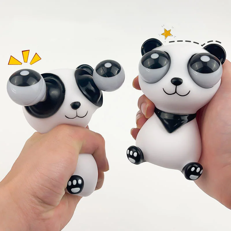 かわいい目飛び出すパンダフワフワそわそわおもちゃ動物ストレスリリーフボール減圧感覚スクイーズ大人子供のためのホリデーギフト