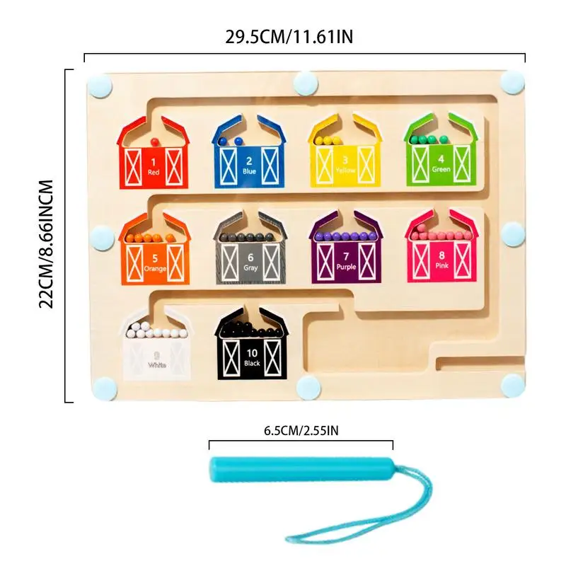 Magnetic Color Number Maze Montessori Educational Toys Wooden Number Color Counting Board Puzzles Interactive Board Game toys