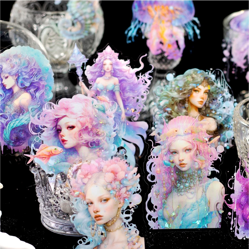 12packs/LOT Deep sea shimmer series retro creative decoration DIY PET sticker