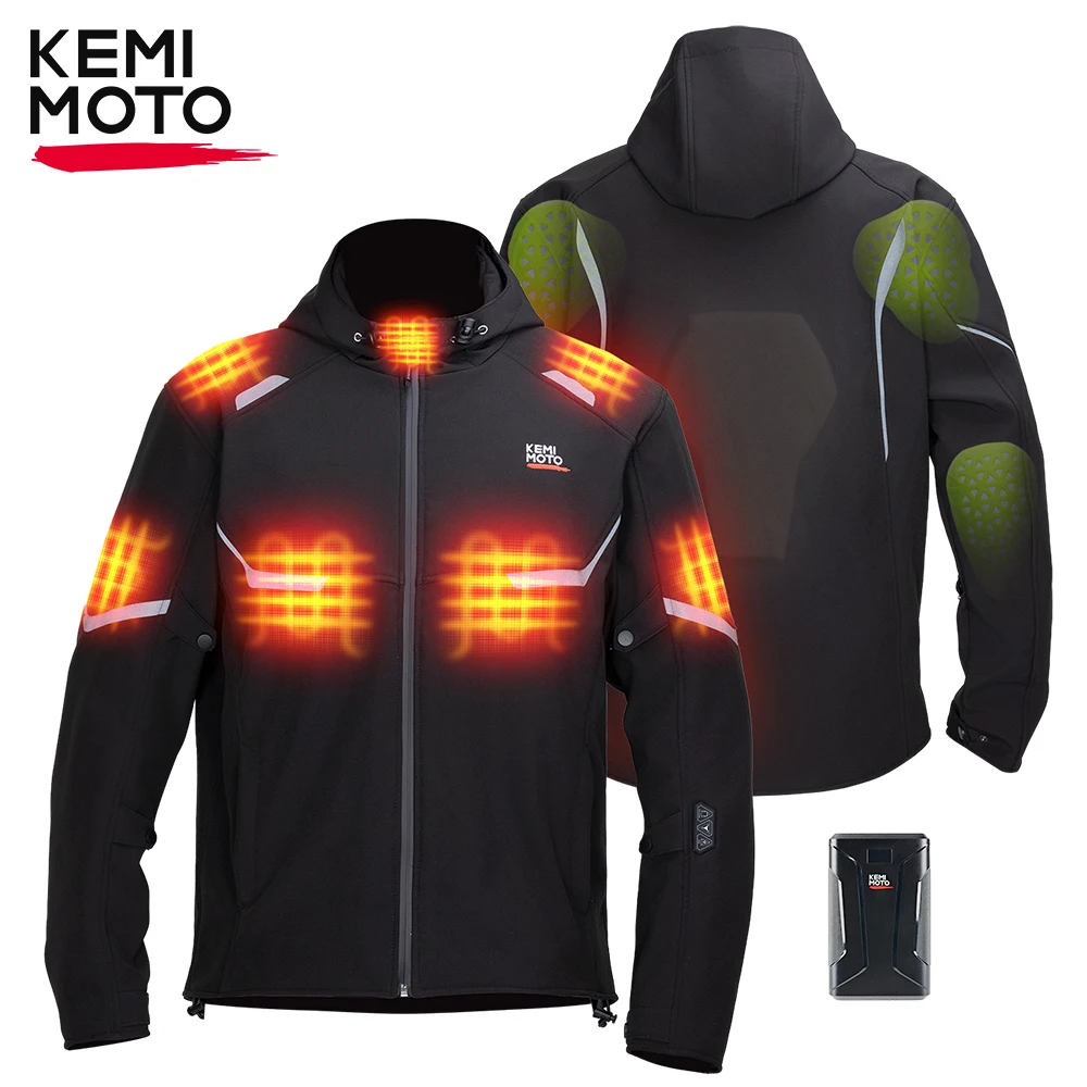 

KEMIMOTO Riding Jacket Men Winter Heated Safety EVA Shoulder Elbow Pads with 20000mAh Battery Waterproof Surface for Outdoor