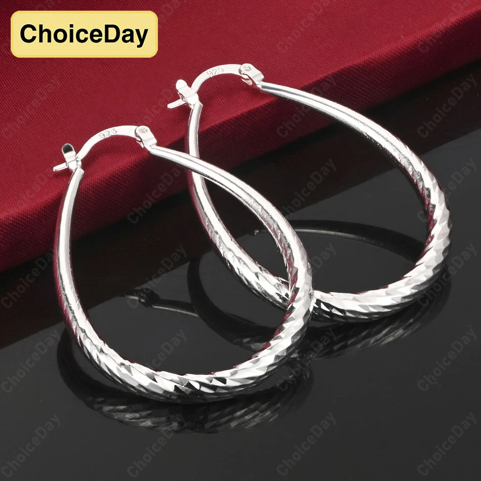 

ChoiceDay 925 Sterling Silver 30mm Delicate Geometric Earrings Women Accessories Party Charm Wedding Jewelry
