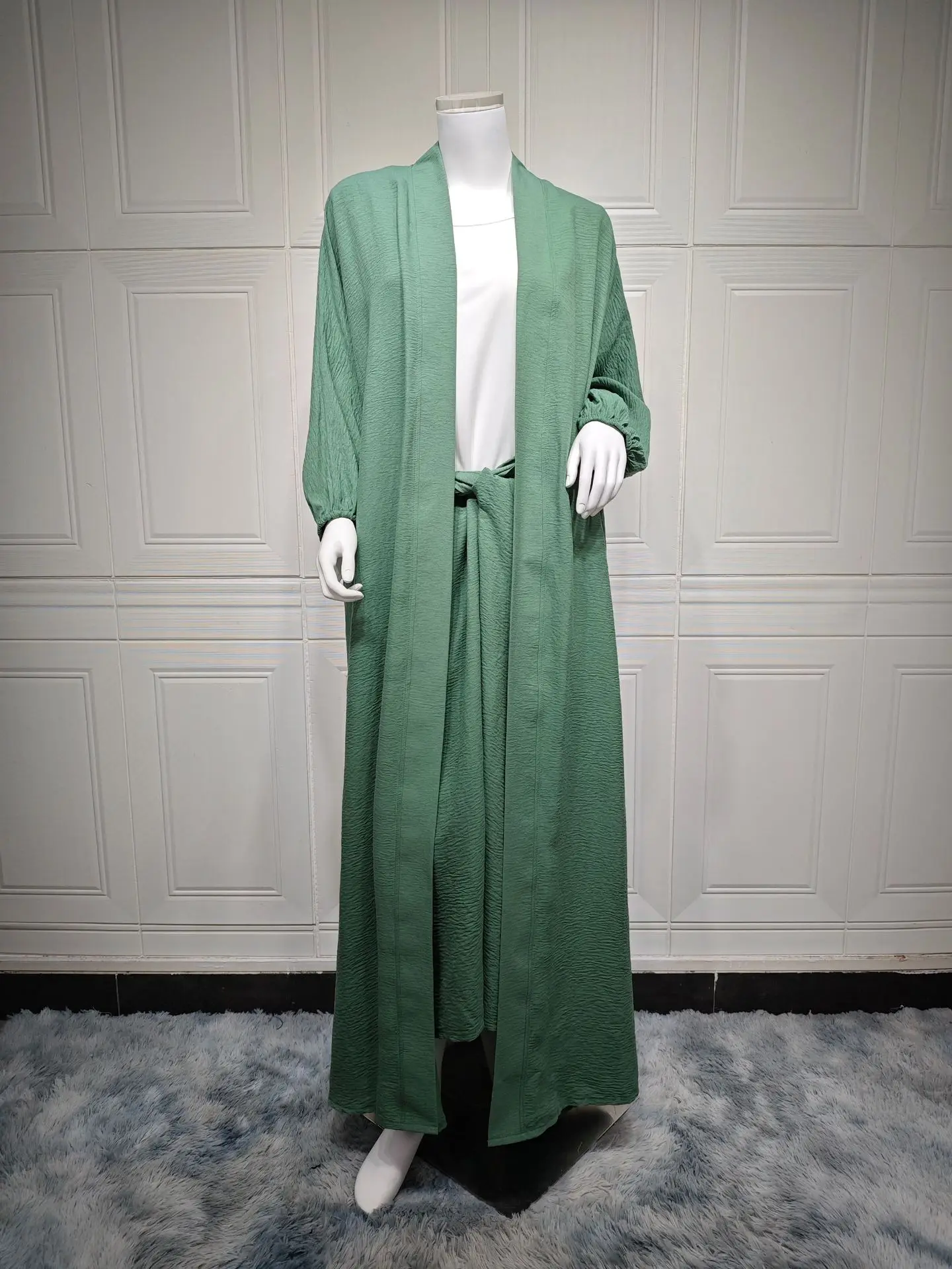 Conjunto de quimono e saia Abaya para mulheres, terno muçulmano, Ramadan Kaftan, Eid Caftan, Marocain, Dubai, fêmea, 2 peças