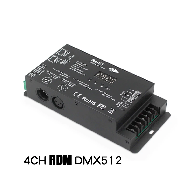 4CH 32CH RDM DMX512 LED light signal decoder, high power DMX decoder, DC12-24V support