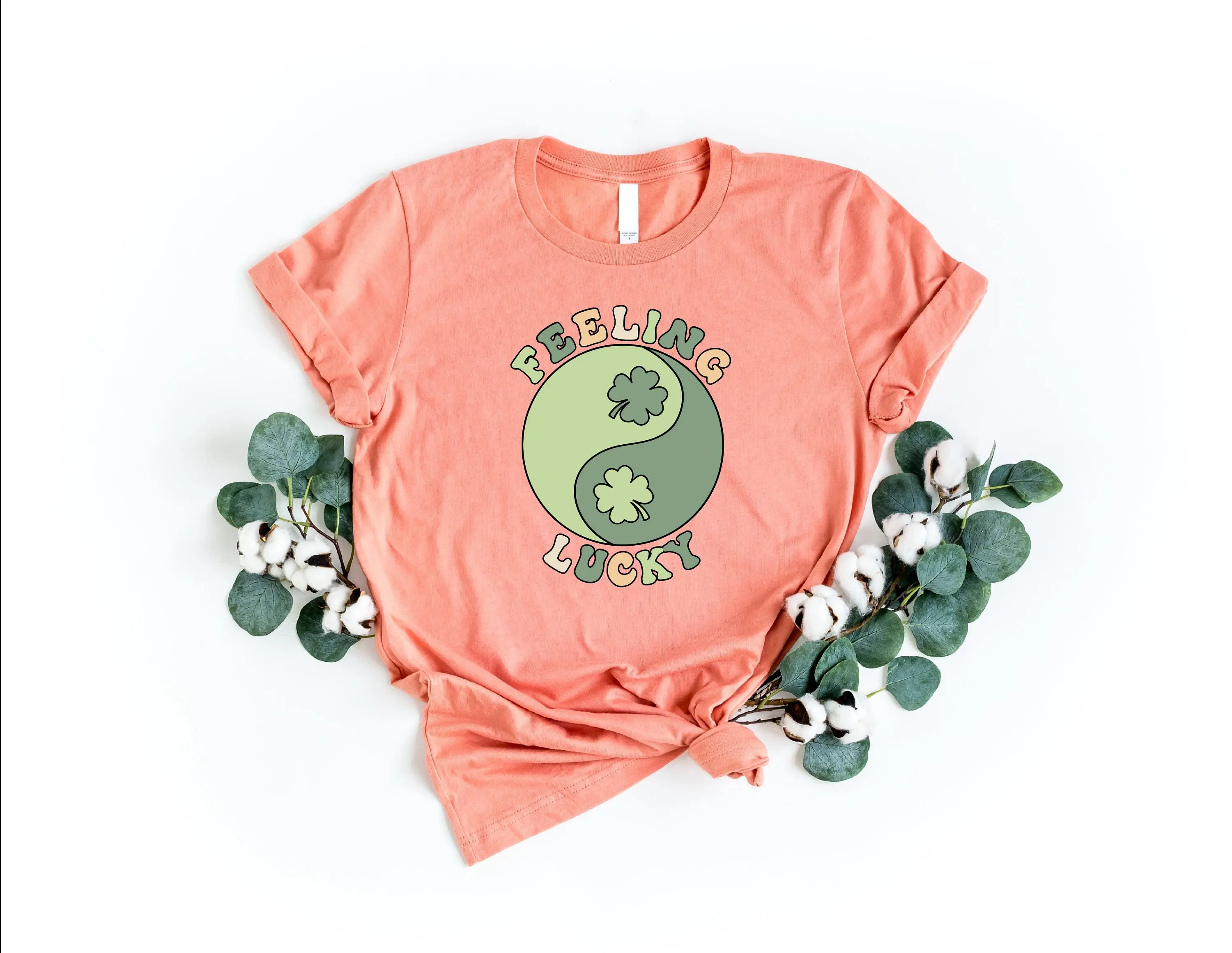 Feeling Lucky T Shirt Saint Patrick's Day Funny Shamrocks Girl Clover Taoism Sing Mom