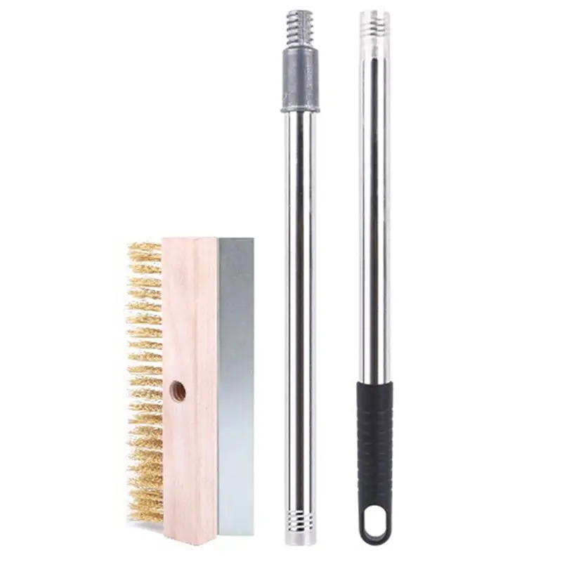 HRBAJ-2X Pizza Oven Brush Grill Brush Removable Long Pole Kitchen Restaurant Grill Cleaning Tool