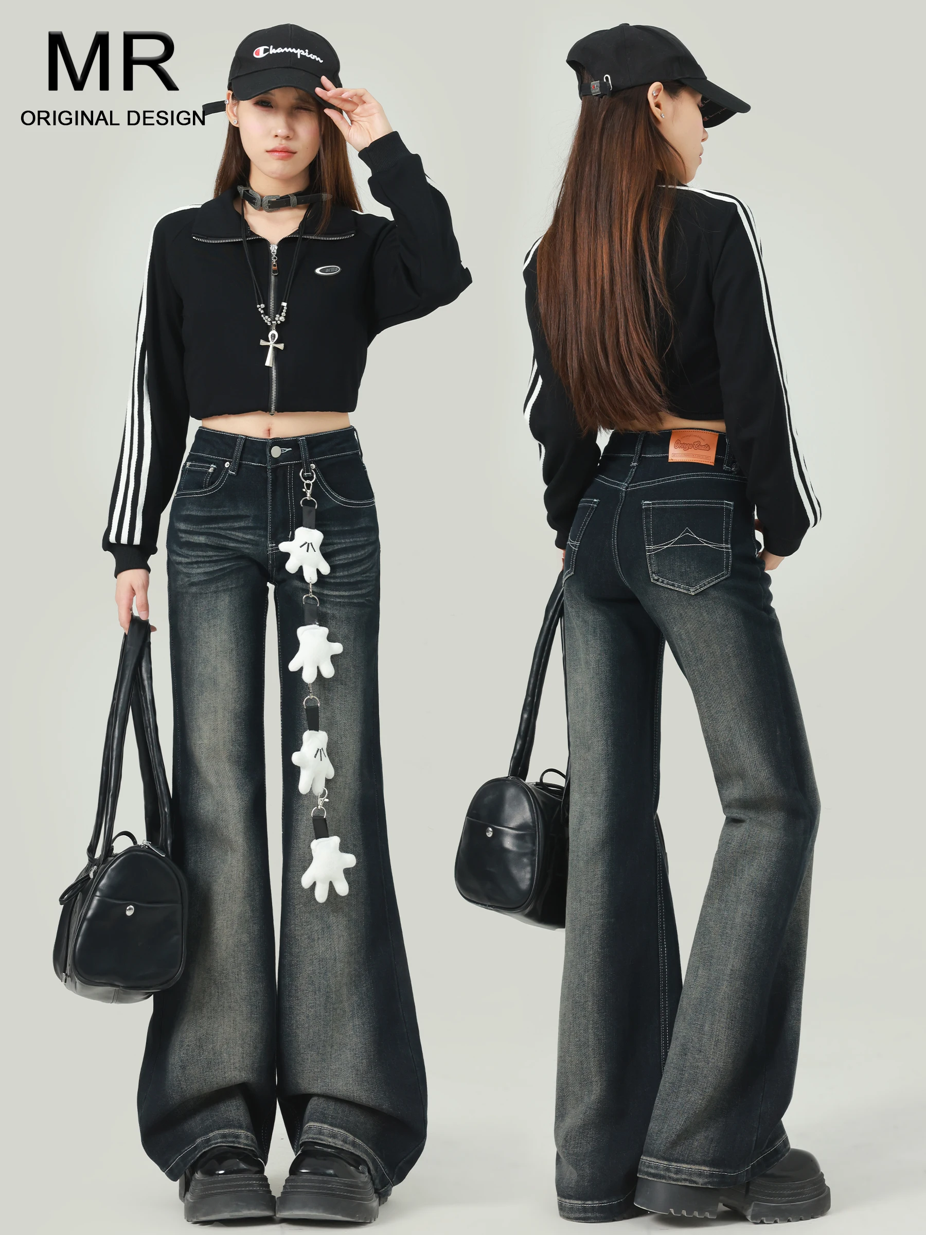 

High Waist Fleece Lined American Retro Bell Bottom Jeans Women Winter New Style Slimming Sexy Girl Flared Pants Casual Jeans