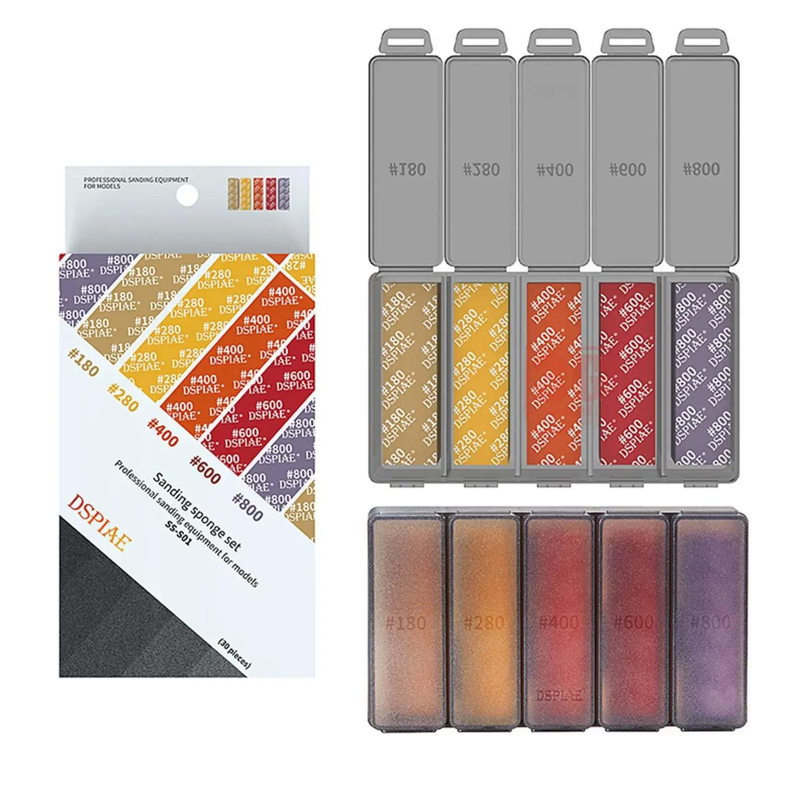 New DSPIAE Sanding Sponge Set for  GK Military Model Combo Arc Grinding Polishing Sandpaper Making Tool Kit Sanding Paper 30Pc