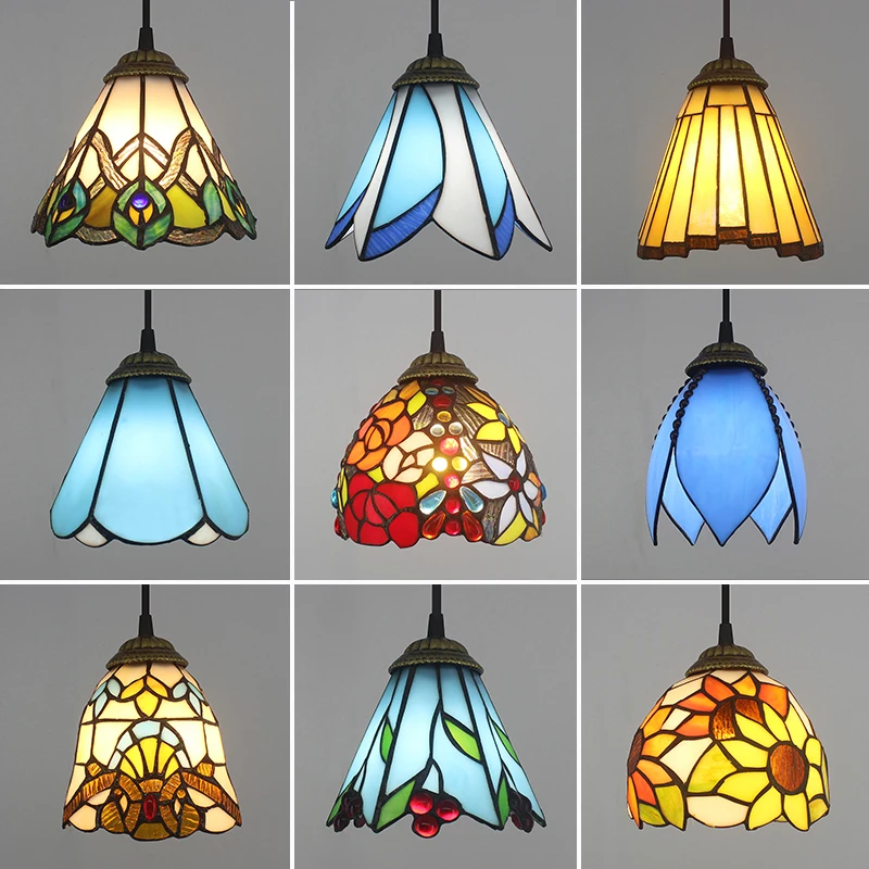 Vintage Stained Glass Pendant Lights Tiffany Mediterranean Turkish Mosaic Hanging Lamp for Kitchen Living Room Bar Home Decor