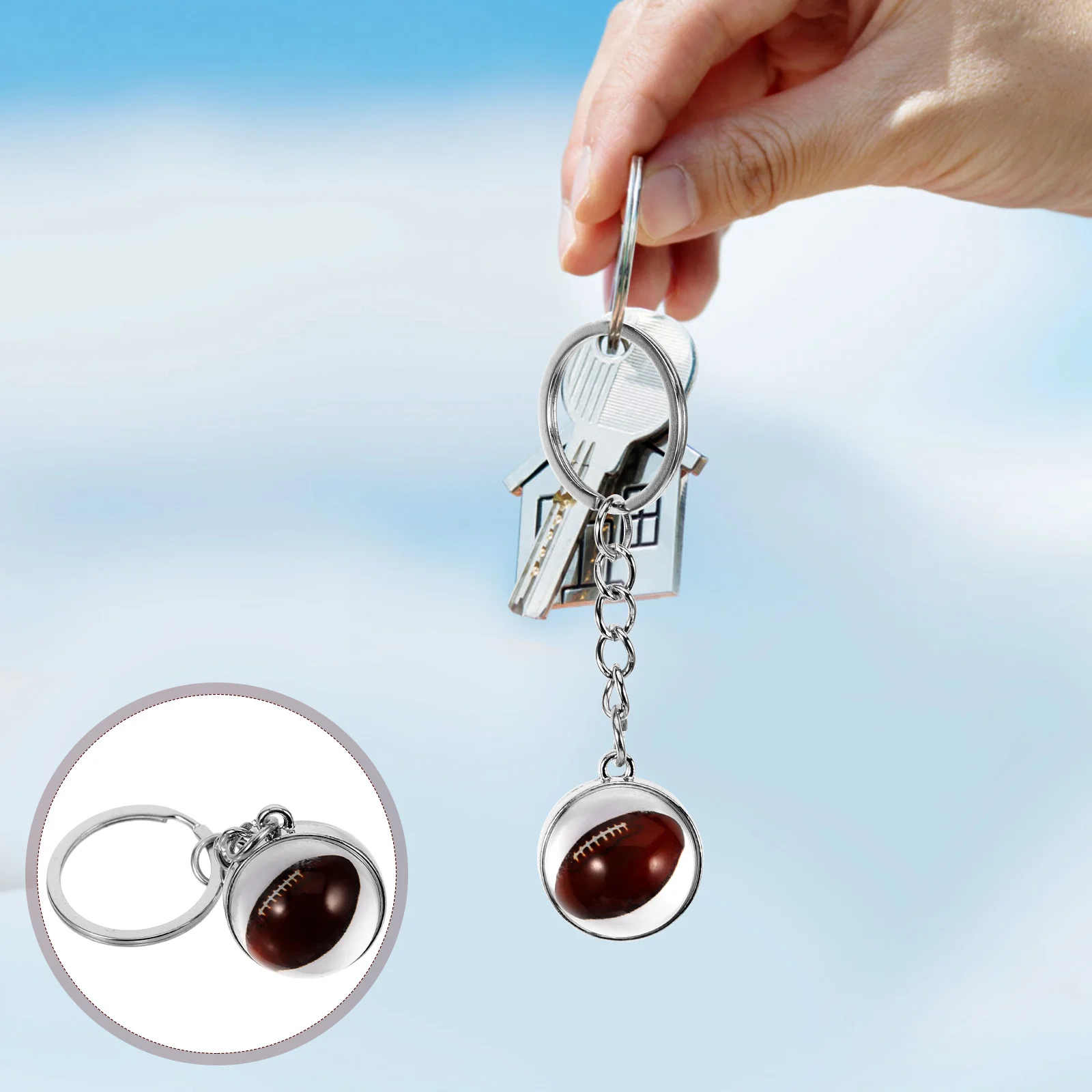 

Creative Sports Keychain Pendant Rugby Ball Design Keyring for Keys Car Decor Adorable Key Chain Ornament Bag Pendant Gift