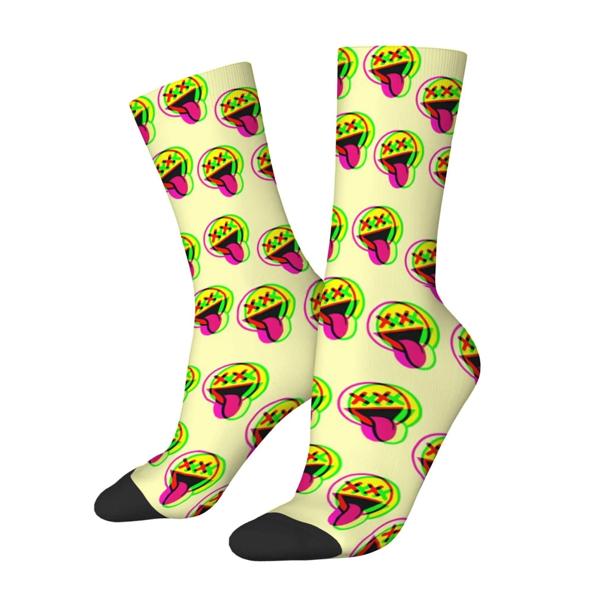 Acid Style Whimsical Emoji Socks Non Slip Breathable Men's Socks Running Hiking Travel Daily Wear Streetwear Hip Hop Compression
