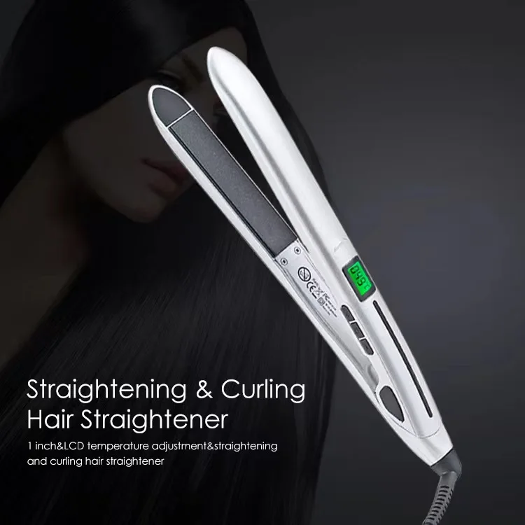 2-in-1 hair straightener and curling iron ceramic flat iron liquid crystal hair straightener corrugated curling iron מברשת שיער