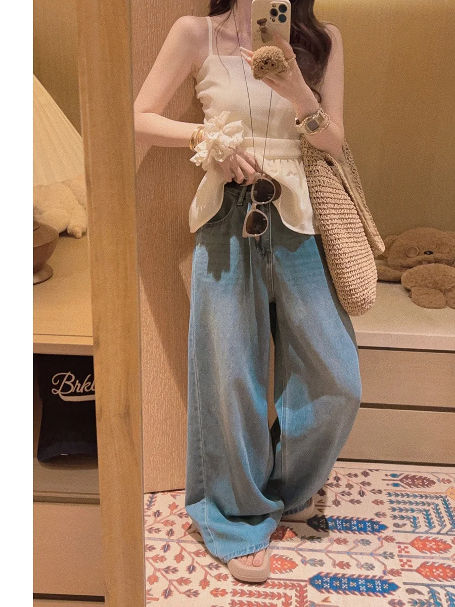 

Джинсы Yukiss прямого кроя для женщин: облегающие, из тонкого драпирующегося денима, с естественной талией, на пуговицах, повседневные женские джинсы