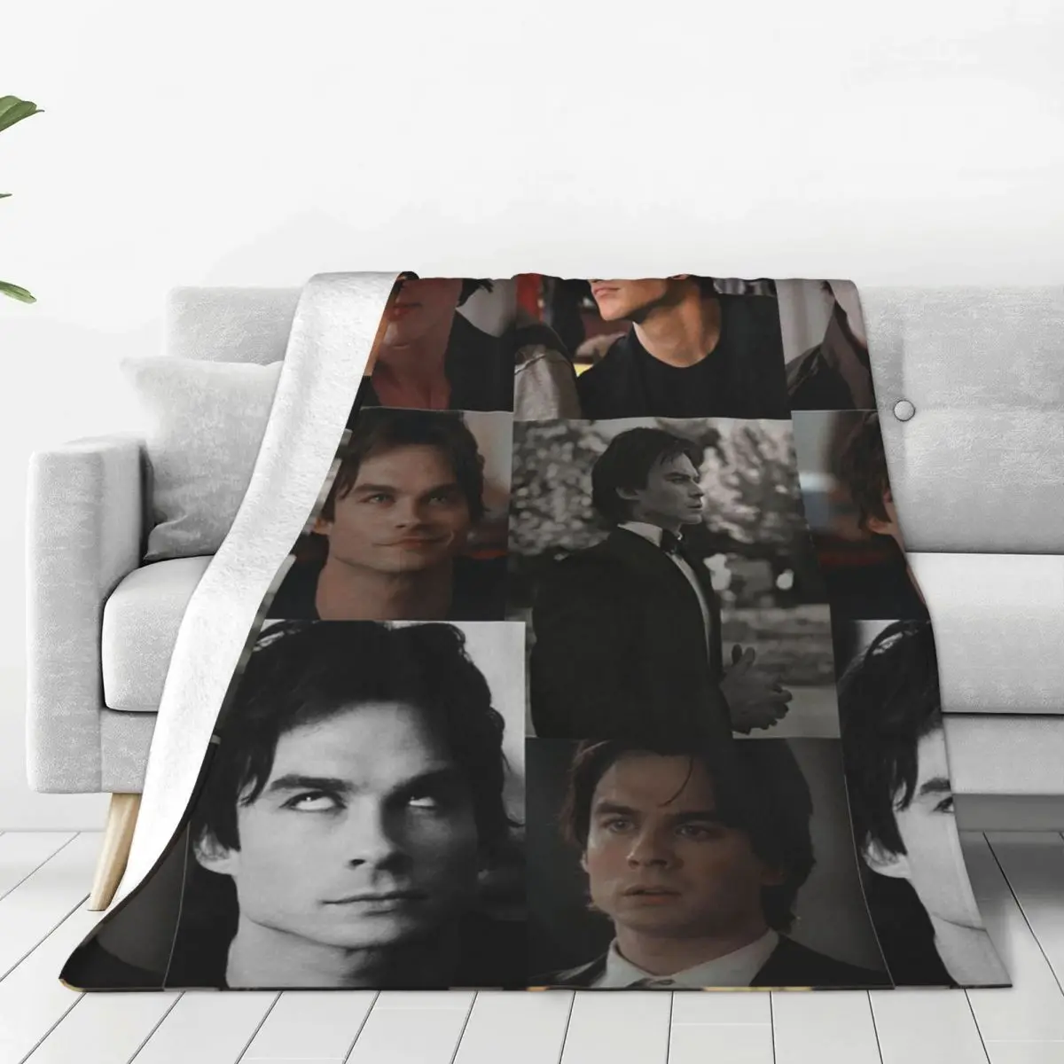 The Vampire Diaries Blankets Flannel Damon Salvatore Soft Throw Blankets for Bed Bed Rug