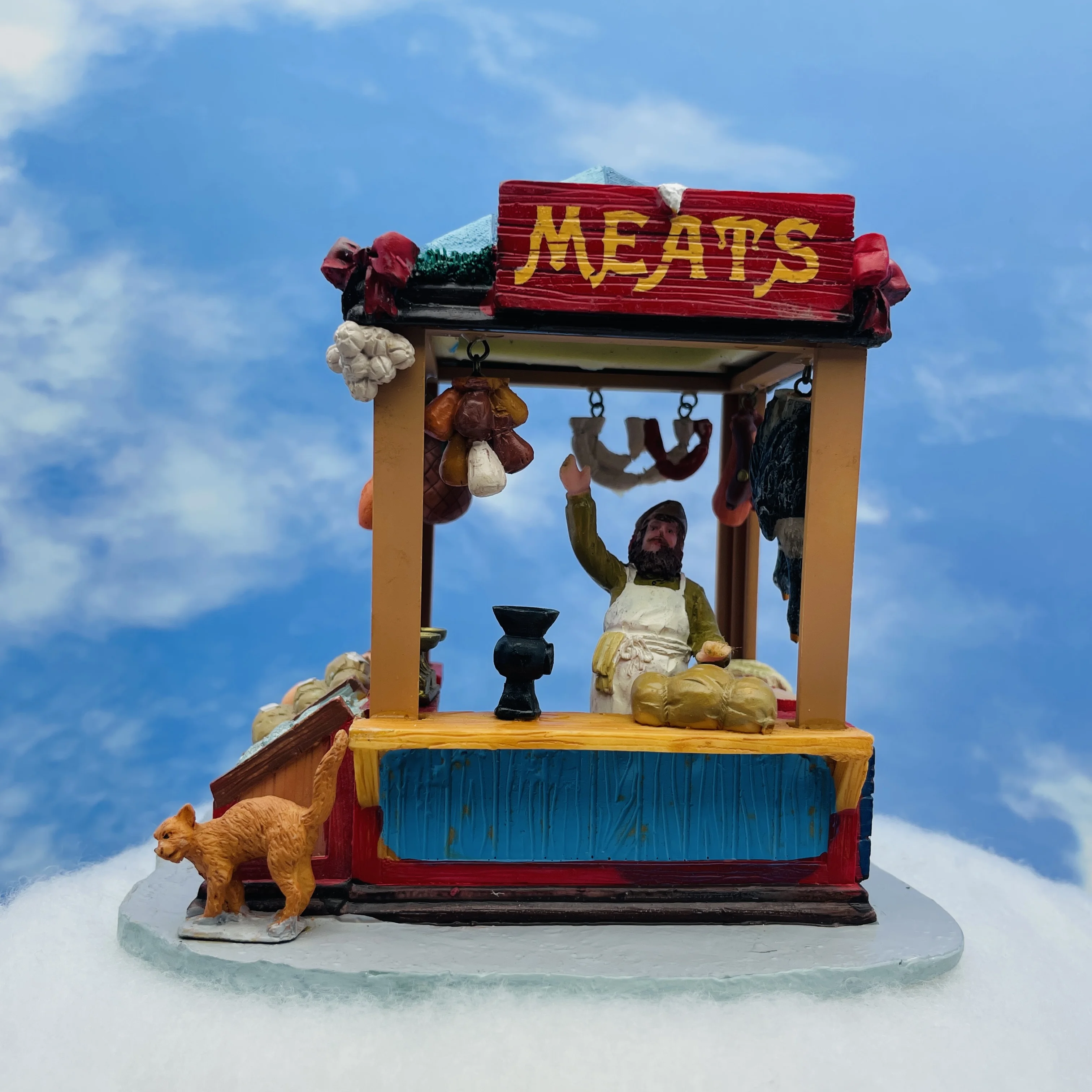 Festive Meats Stall Miniature Resin Figurine Sand Table Model Desktop & Home Decor