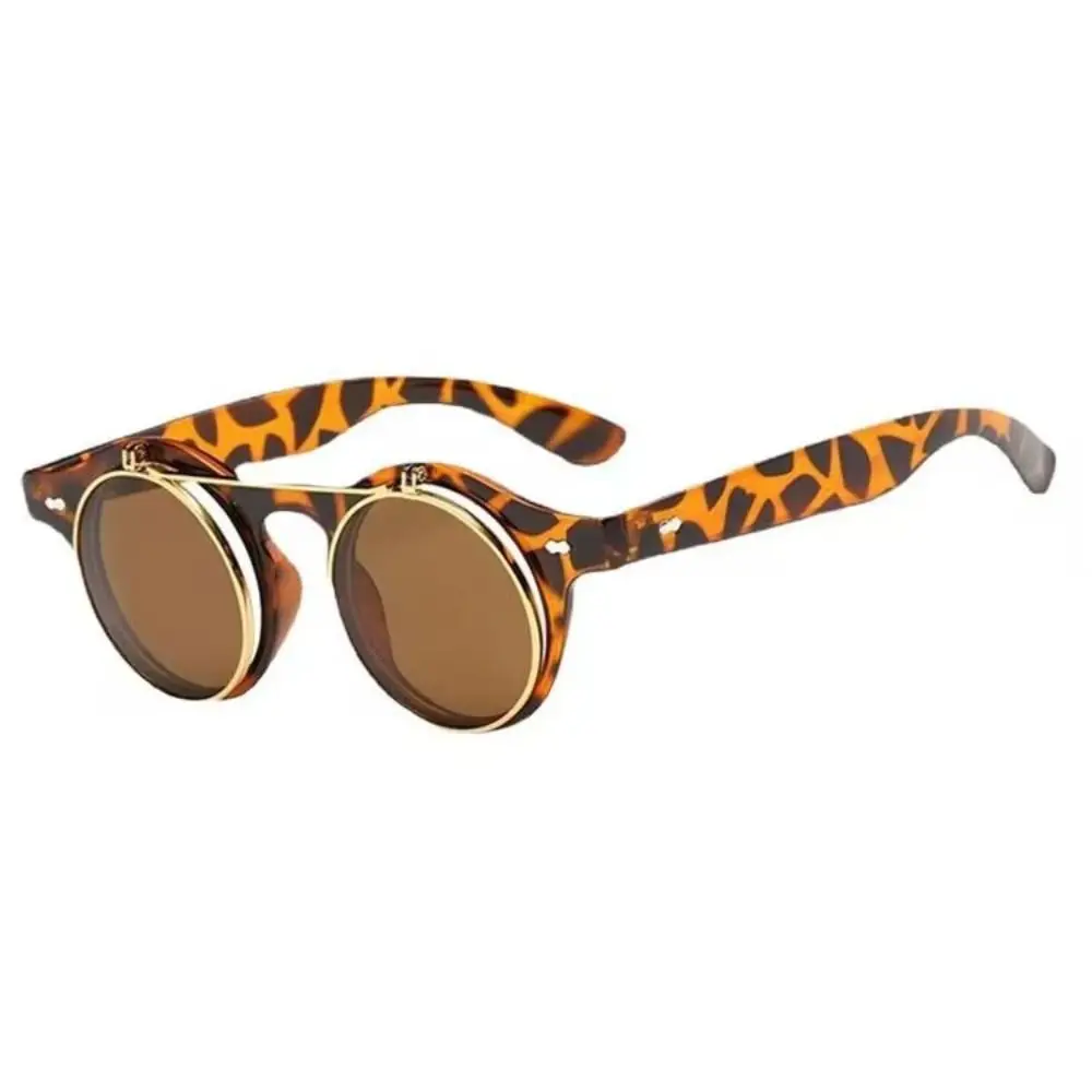Travel Accessories Round Frame Flip Cover Sunglasses Double Layer Eyewear Driving Glasses Punk Sun-Protective Outdoor Sunglasses