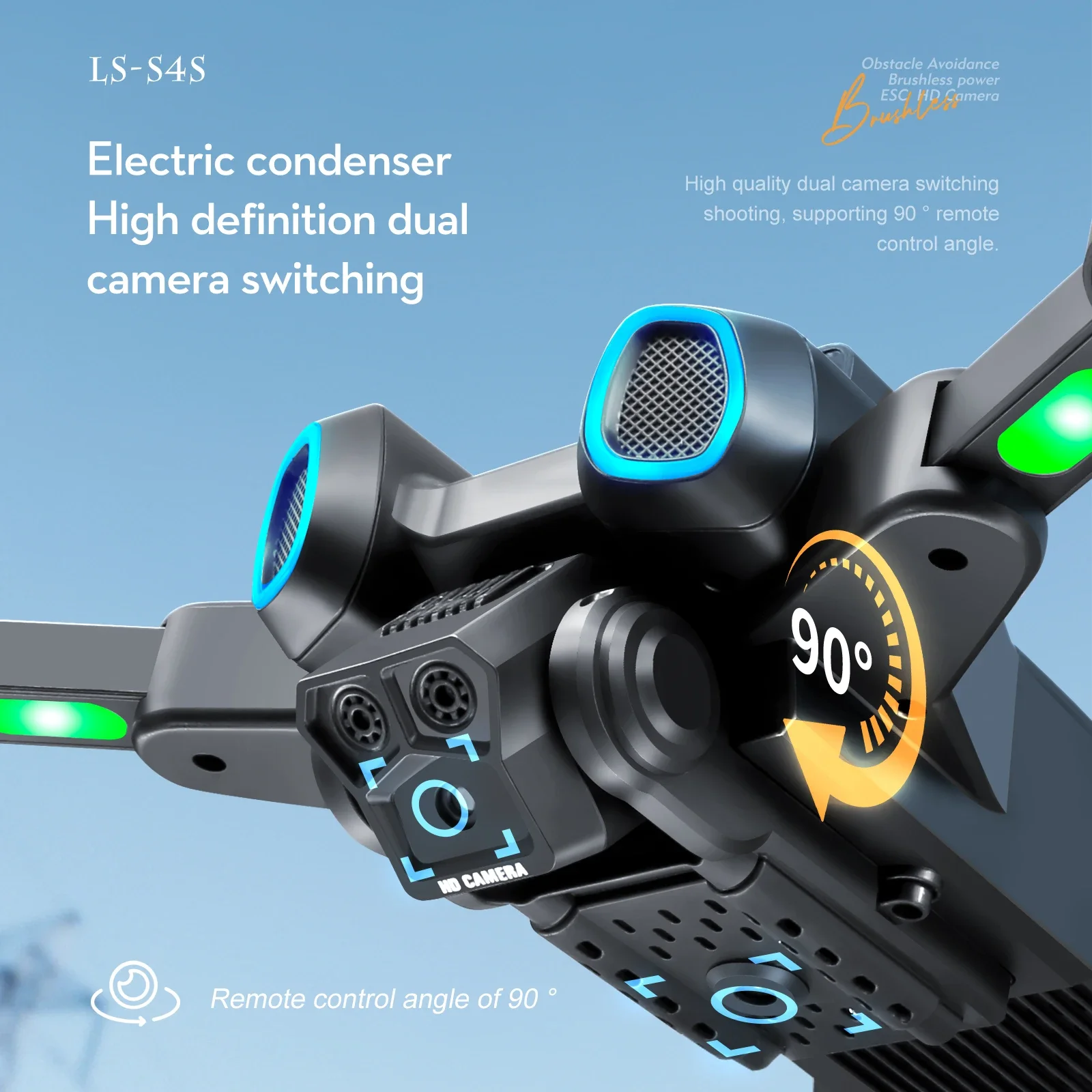 RC Mini Drone 4K caméra professionnelle télécommande quadrirotor avec lumière LED sans brosse évitement d'obstacles hélicoptère RC jouet