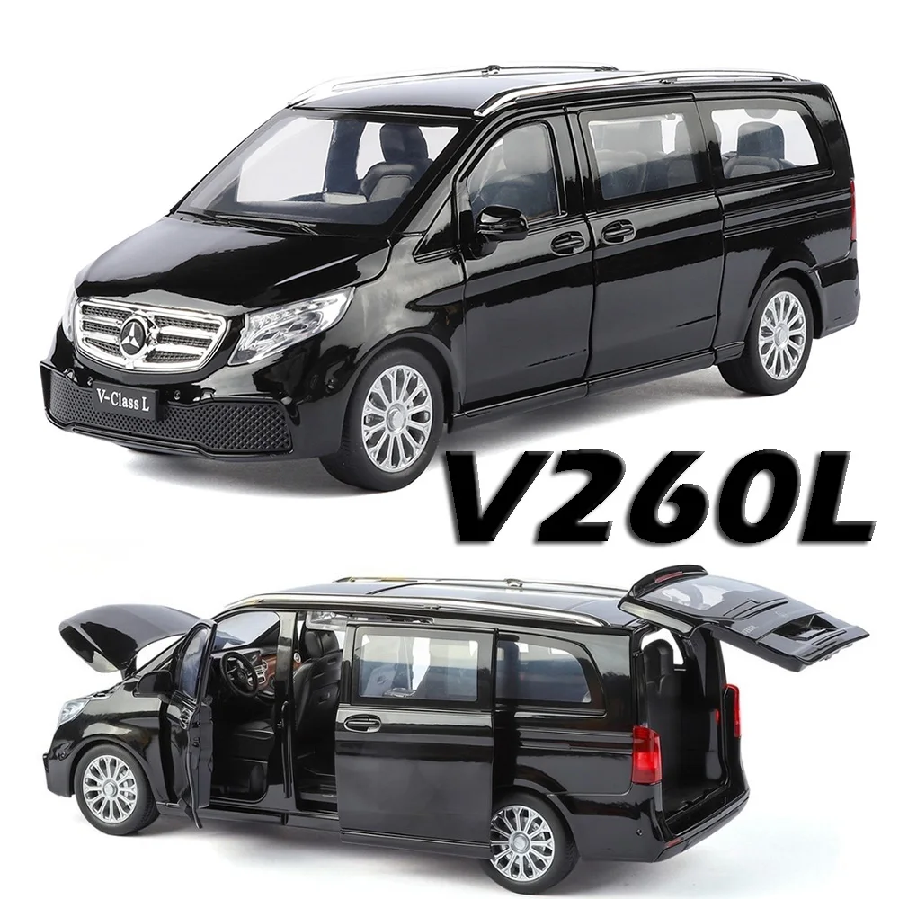 Modèle Alphard V260L, échelle 1:24, voitures jouets en alliage moulé sous pression, Miniature MPV, son et lumière, portes ouvertes, jouets interactifs pour enfants
