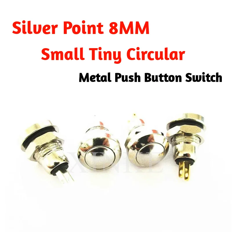 Silver point 8 mm small tiny circular metal push button switch Waterproof since the reset Power start button The doorbell to op