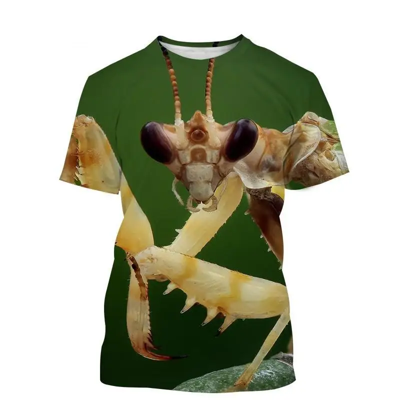 T-Shirts 3D Print Animal Insects Mantis Summer Boys Girls Unisex Fashion Oversized Round Neck T Shirt Kids Tees Tops Clothes