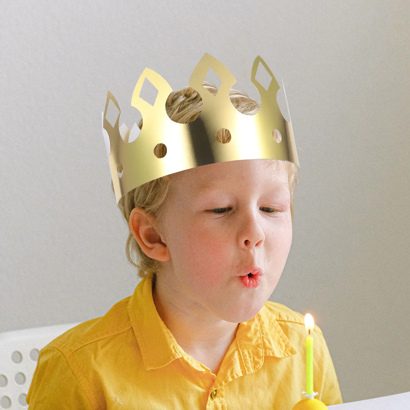 12/24pcs Kids Paper Crown Happy Birthday Paper Hats Prince Crown Child Baby Birthday Crown Party Hat Photo Props