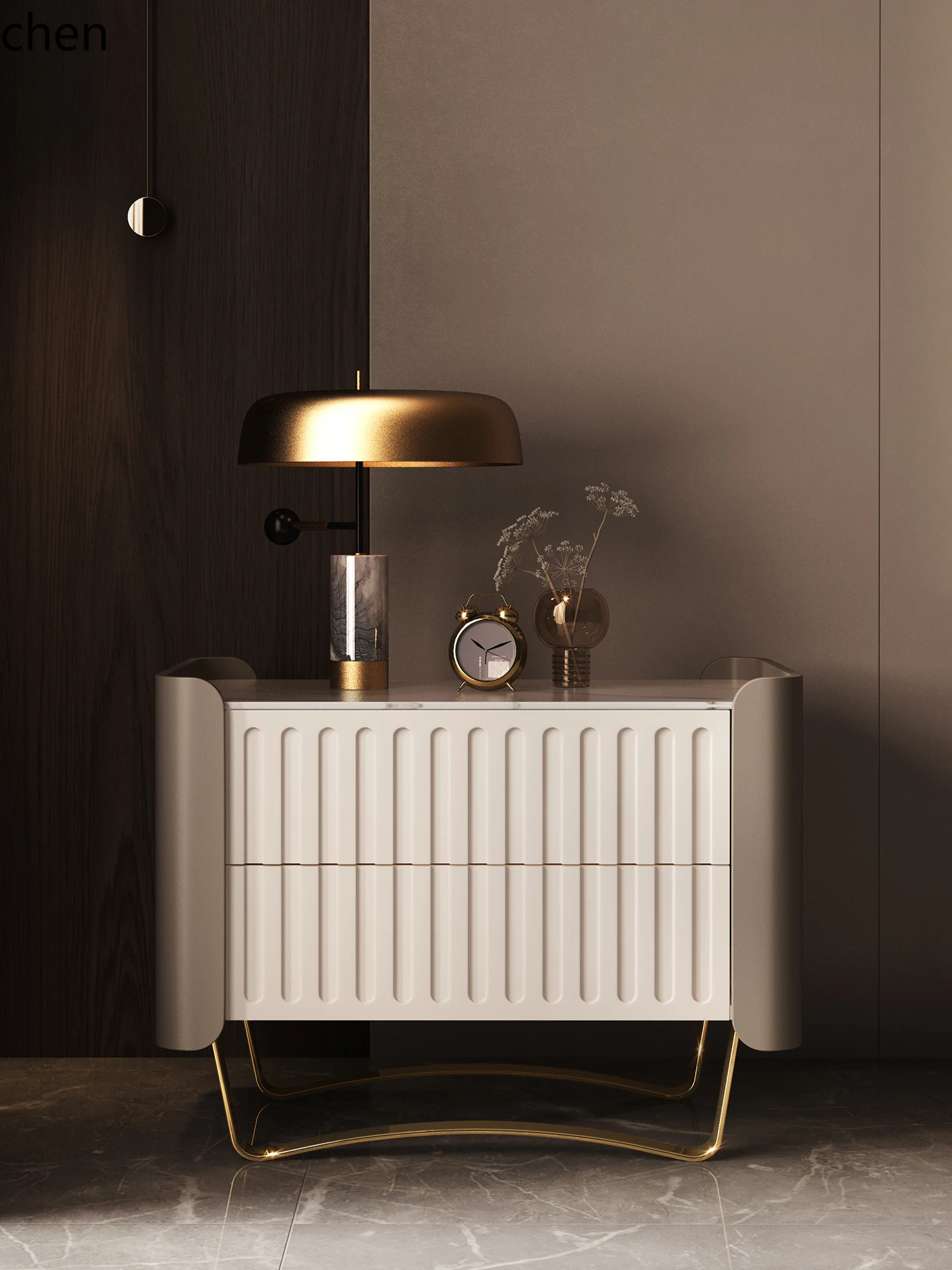 ZMLlight luxury bedside table leather advanced sense intelligent minimalist bedside table